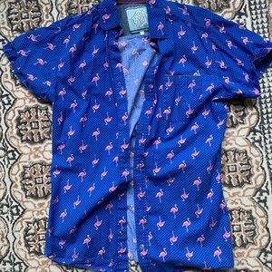 Blue flamingo shirt, Slim fit.